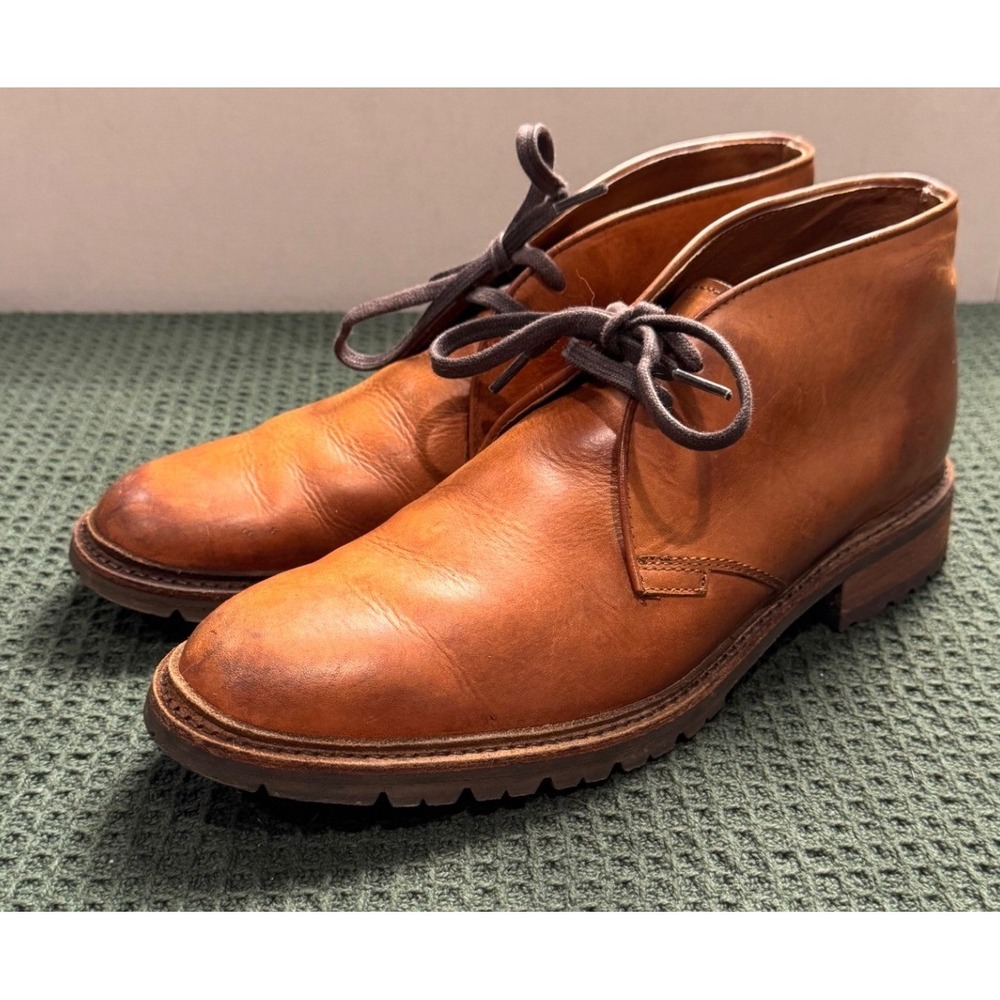 Frye Mens Cognac Tan Leather Chukka Boots Rugged Lug Sole Ankle Boots, Size 10